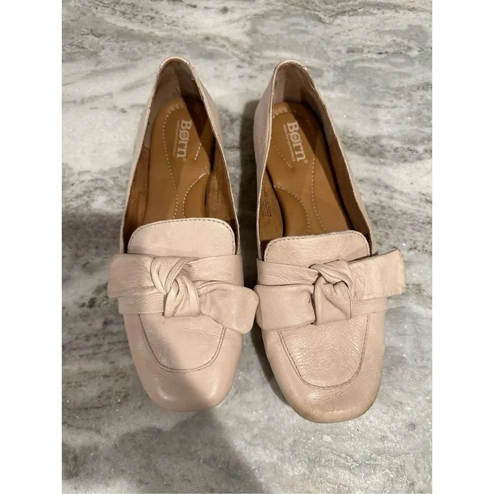 Born KHELK22 Blush Link Bow Flats Shoes Size 7.5